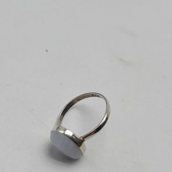 Sterling Silver Ring With Blue Lace Agate Teardrop Gemstone Size 6.5 - Picture 4 of 6